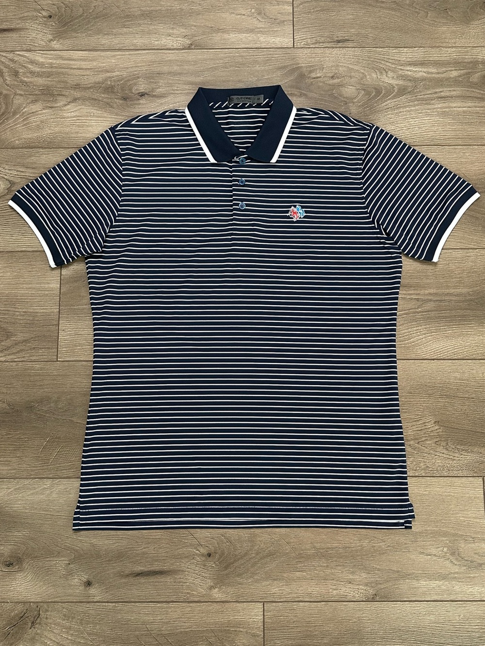 G/Fore Stripe Jersey Tech Performance Polo Blue‎ White With Logo Size Medium